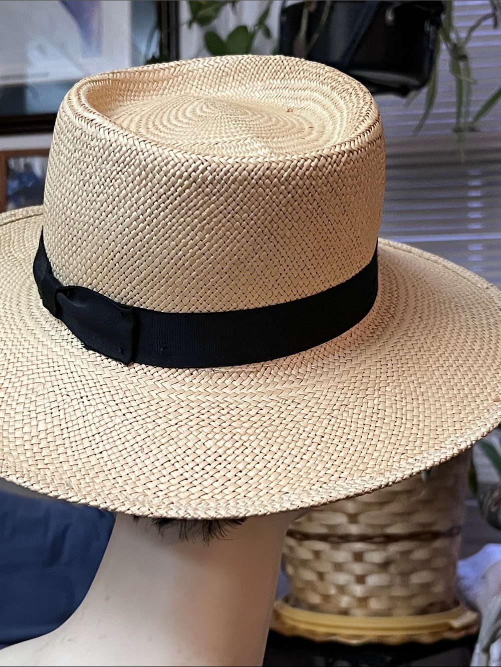 Men's Natural Straw Fedora with Black Band